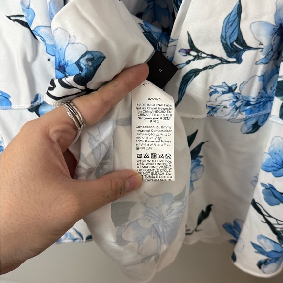 SHEIN | 2XL | Blue and White Strapless Floral - Double - layer cake Dress | - Picture 10 of 13